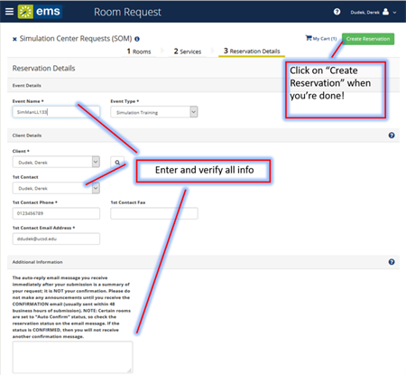 Reservation Details - Screen Capture Step 5